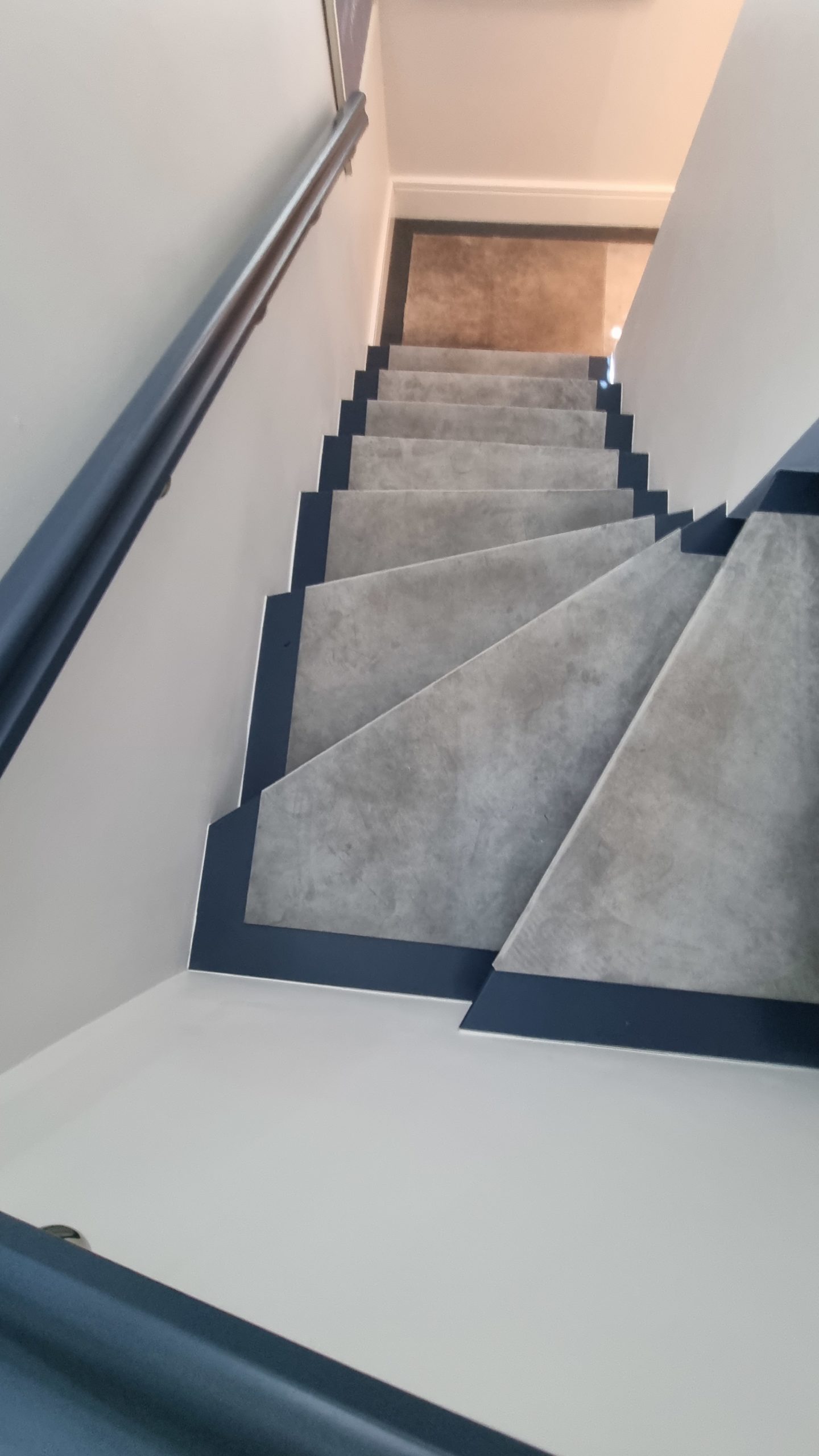 Suede lather stair with grey suede detail view